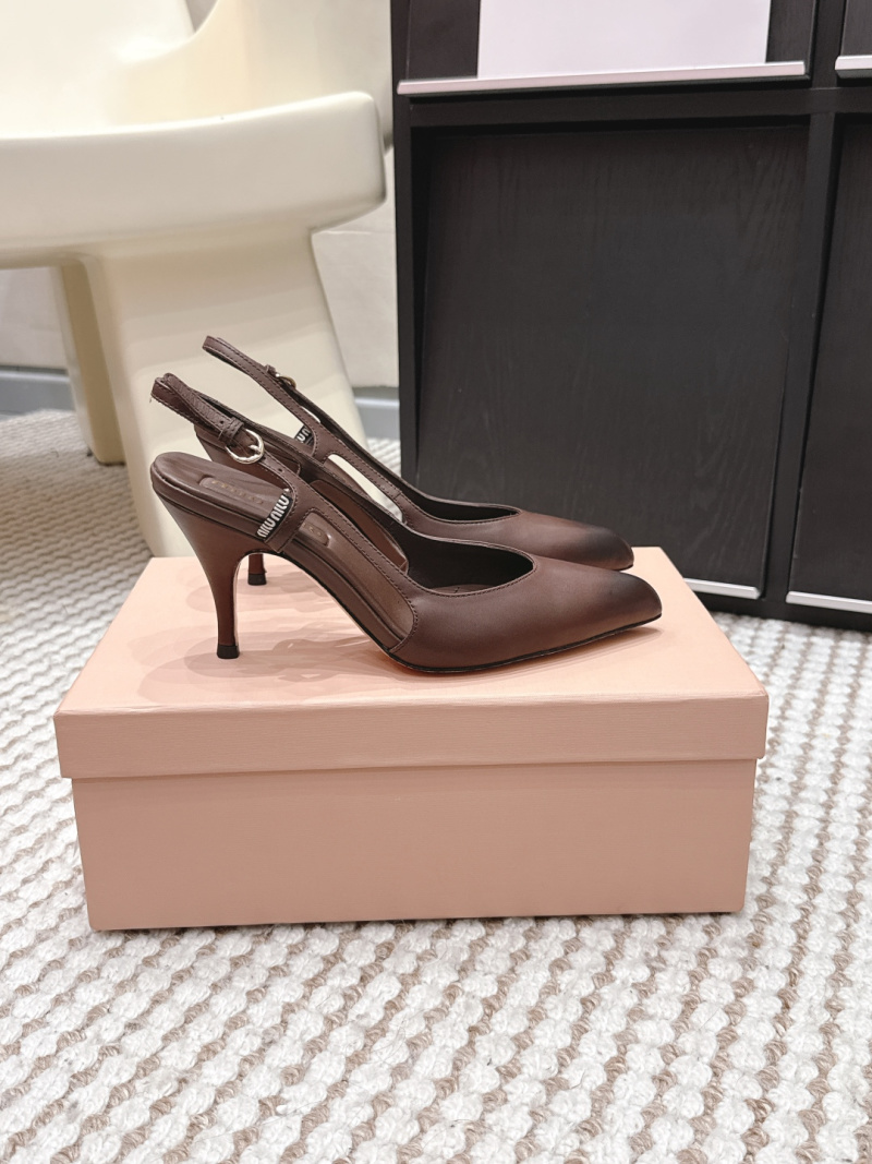 Женские туфли Miu Miu на каблуке из натуральной кожи