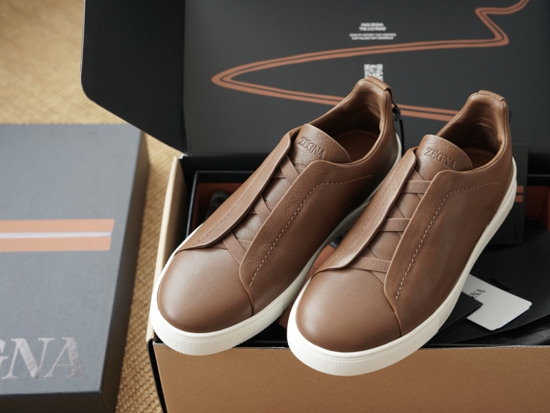 Лоферы Zegna Triple Stitch SECONDSKIN коричневые с белой подошвой