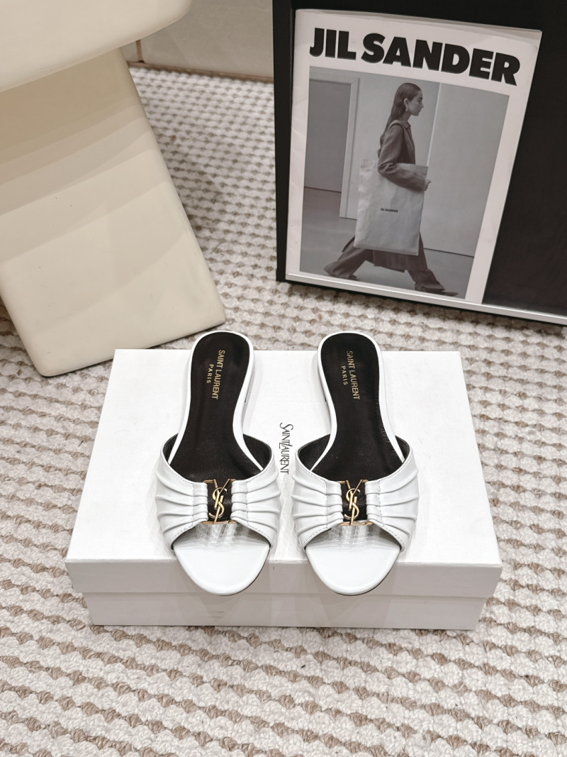 Женские мюли со складками и логотипом YSL Saint Laurent
