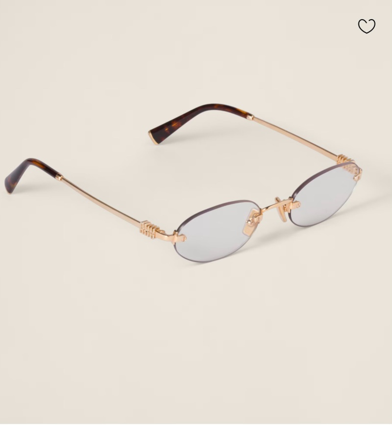 Очки Miu Miu без оправы золотистые с дужками под черепаху