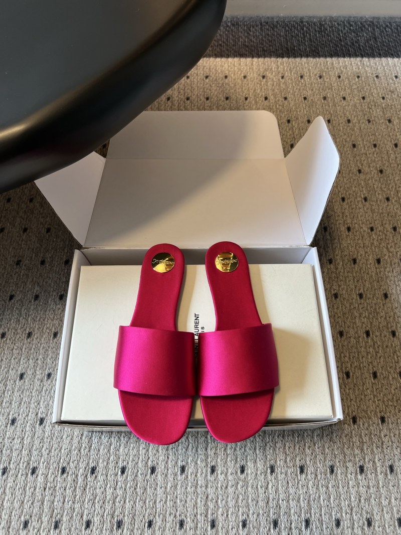 Слайды Saint Laurent из атласа, женские летние шлёпанцы