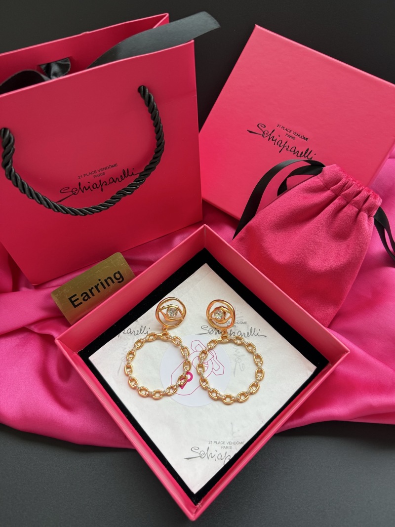 Серьги с глазом и цепочкой Schiaparelli