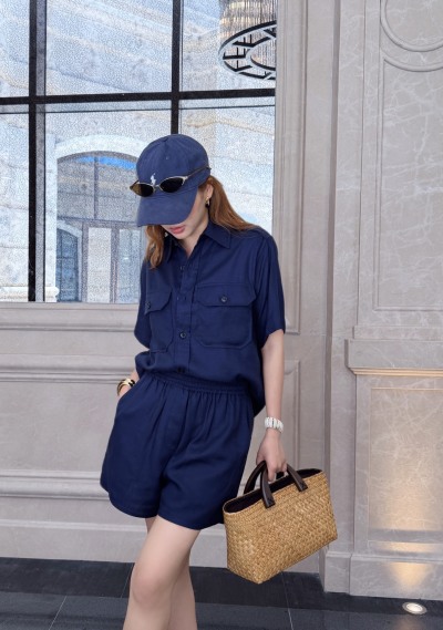 Рубашка LoroPiana из льна с коротким рукавом и карманами