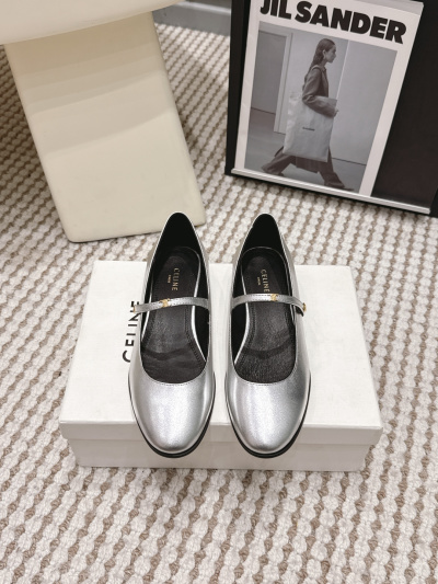 Женские туфли Celine, серебристый цвет