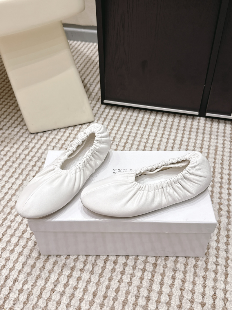 Женские белые кожаные балетки со сборками Maison Margiela