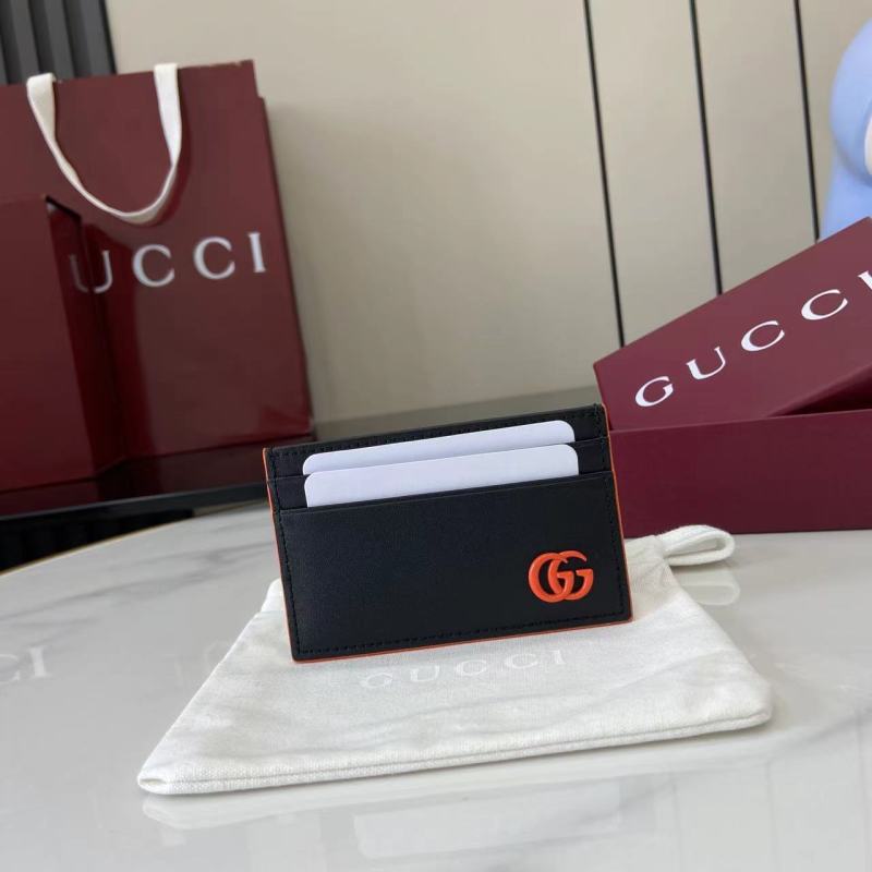Картхолдер Gucci черный с оранжевым логотипом