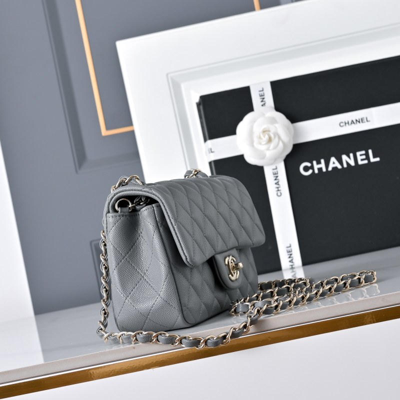 Маленькая сумка Chanel Classic Flap с двойной цепочкой, серый