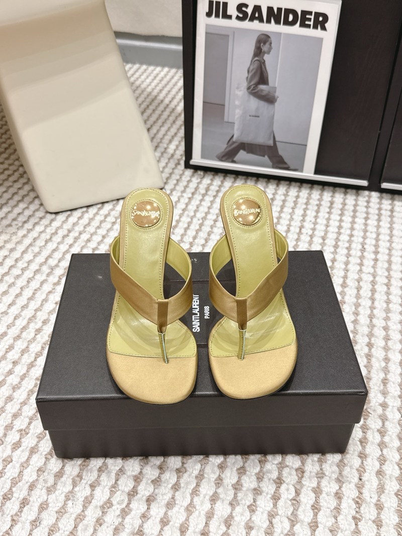 Сандалии Saint Laurent с золотым логотипом