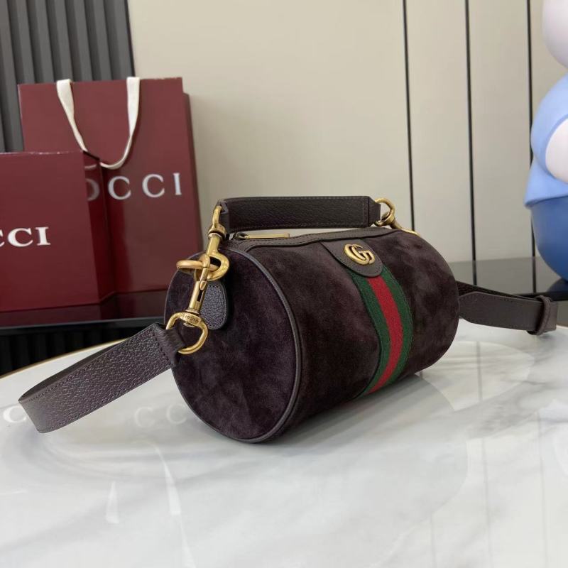 Сумка Gucci из замши с красно-зеленой полосой