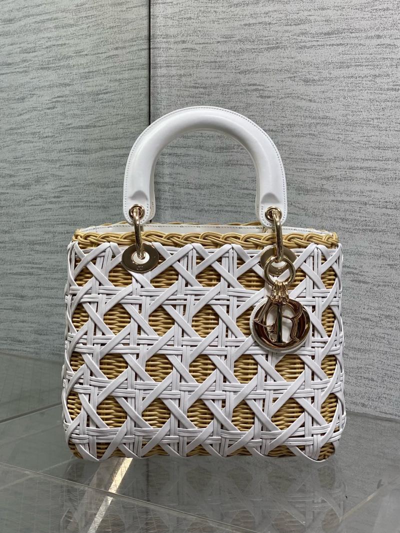 Сумка Dior Lady Dior плетеная белая с золотом