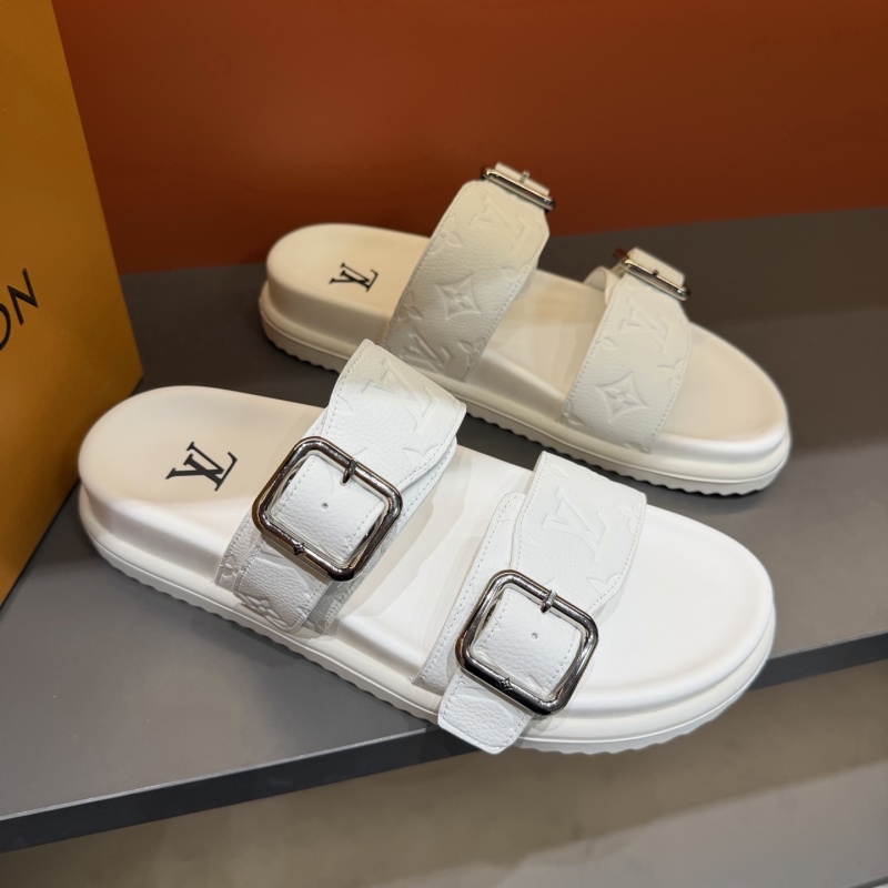 Белые сандалии с монограммой и пряжками Louis Vuitton