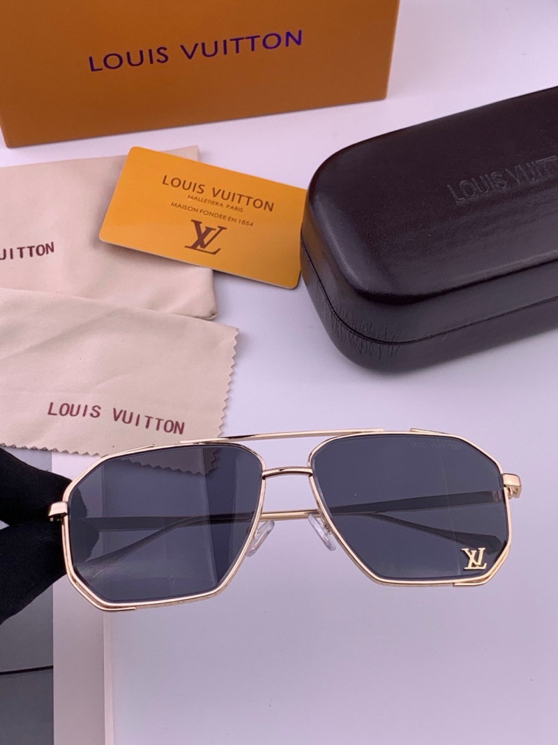 Золотистые солнцезащитные очки большого размера Louis Vuitton