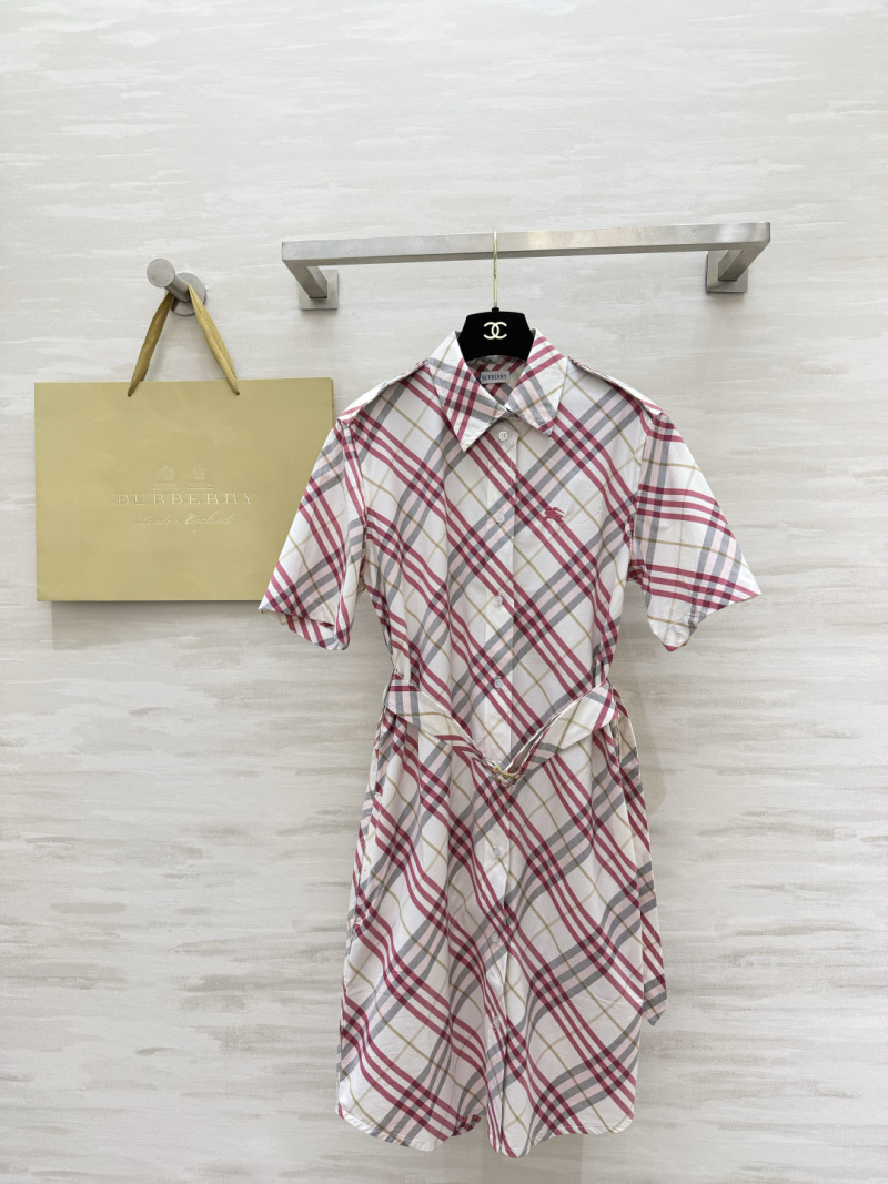 Короткое платье-рубашка в клетку Burberry