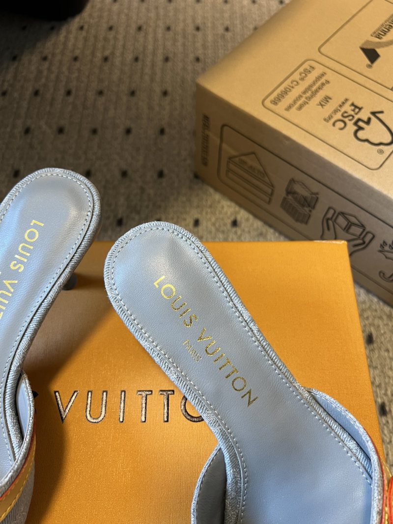Мюли женские Louis Vuitton на низком каблуке, синий деним