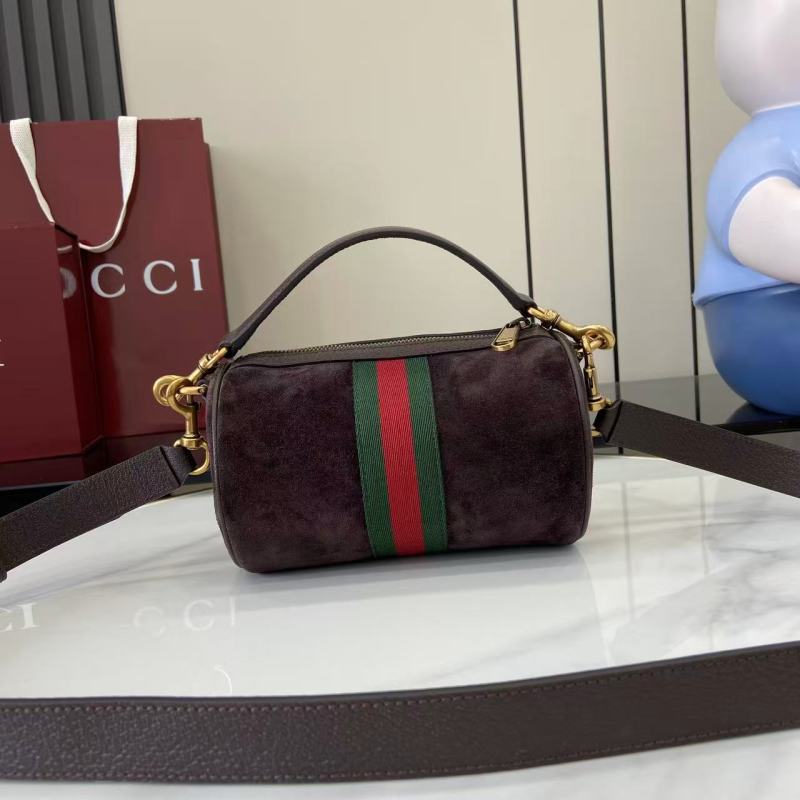 Сумка Gucci из замши с красно-зеленой полосой