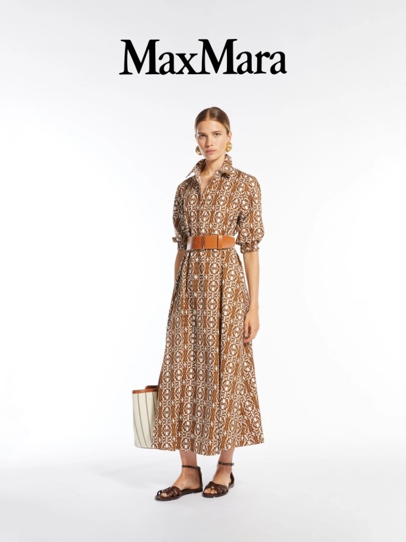 Платье MaxMara хлопковое с принтом, рубашечного кроя Max Mara