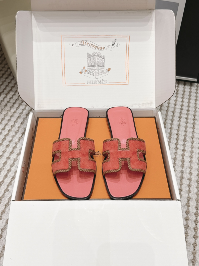 Женские кожаные шлёпанцы H-образной формы Hermès