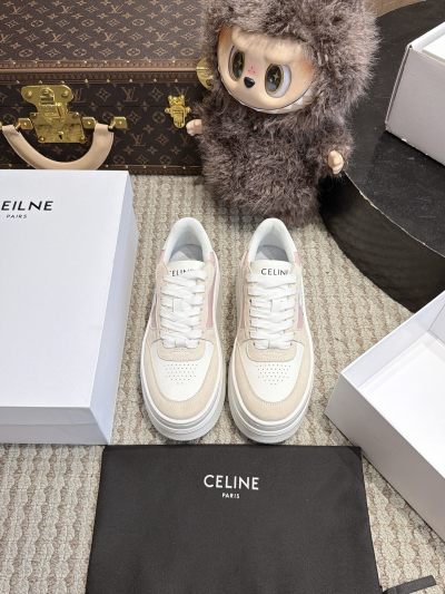 Кроссовки Celine с розовыми вставками и белой подошвой