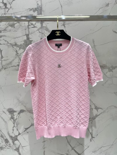 Женская вязаная майка с логотипом Chanel, розовый