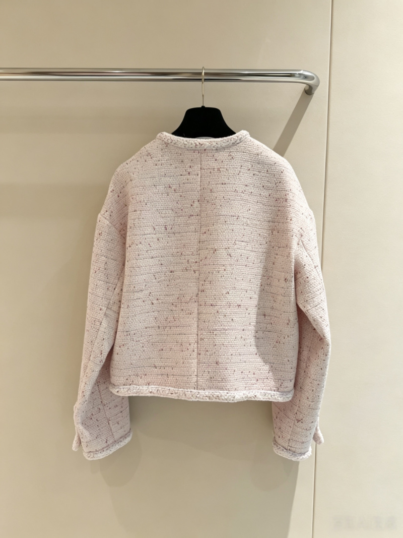Женский пиджак из твида розового цвета, короткий Chanel
