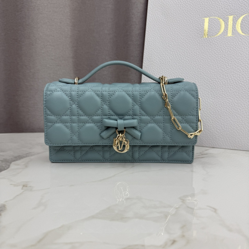 Кожаная женская мини-сумка Dior My Dior голубая