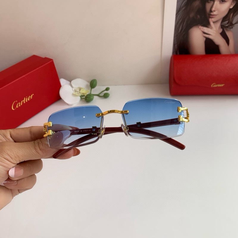 Солнцезащитные очки Cartier бескаркасные квадратные с синими линзами
