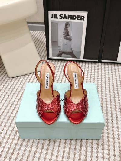 Сандалии Aquazzura с декором в виде банта, красные