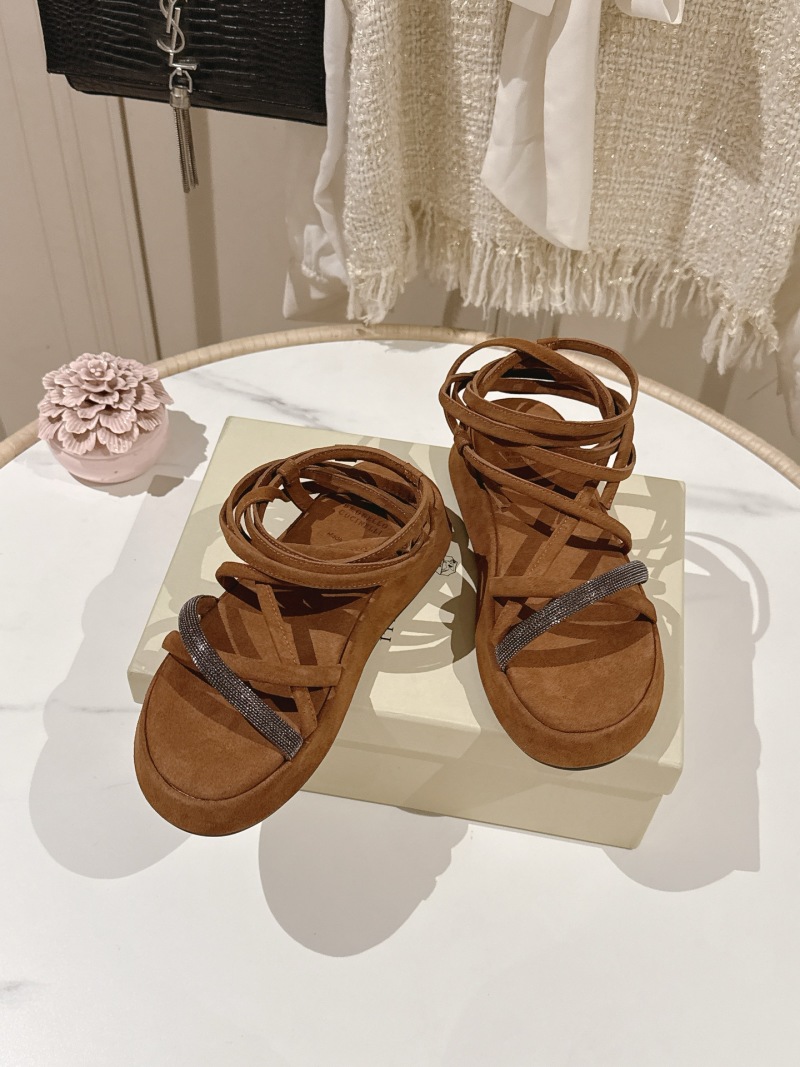 Босоножки женские на платформе с декором из страз Brunello Cucinelli