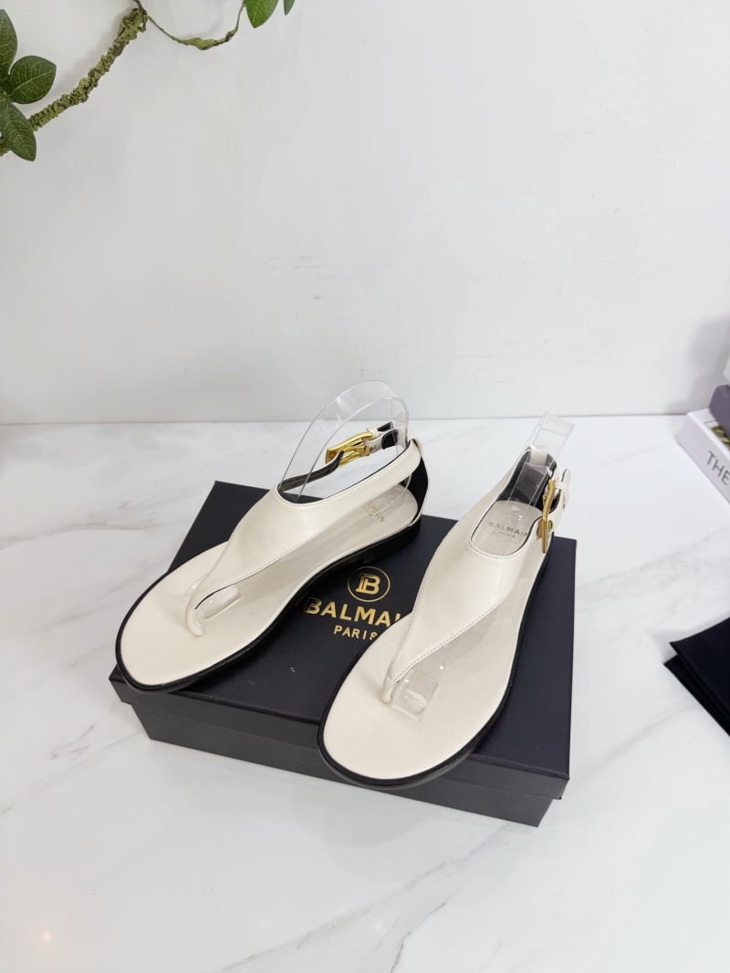 Белые кожаные сандалии Balmain