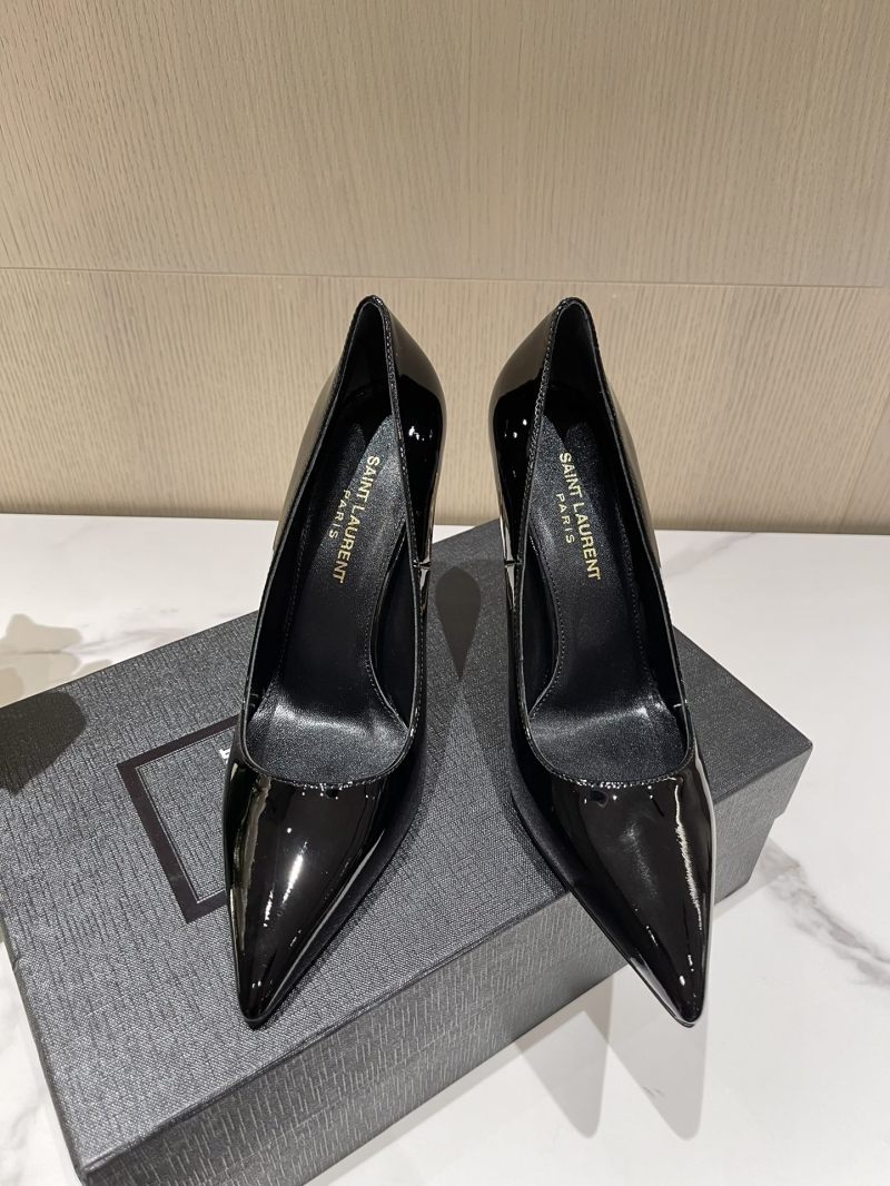 Женские лаковые туфли с каблуком в форме буквы YSL Saint Laurent