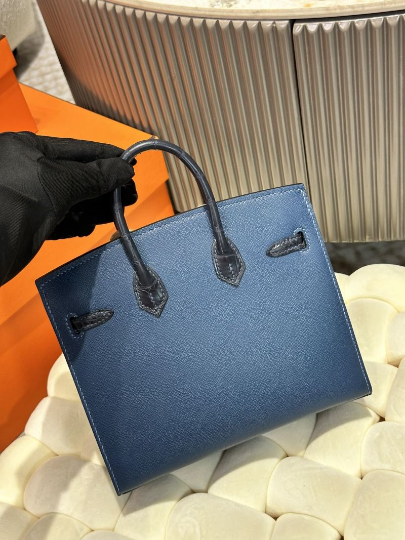 Синяя сумка в форме домика с окнами Hermès