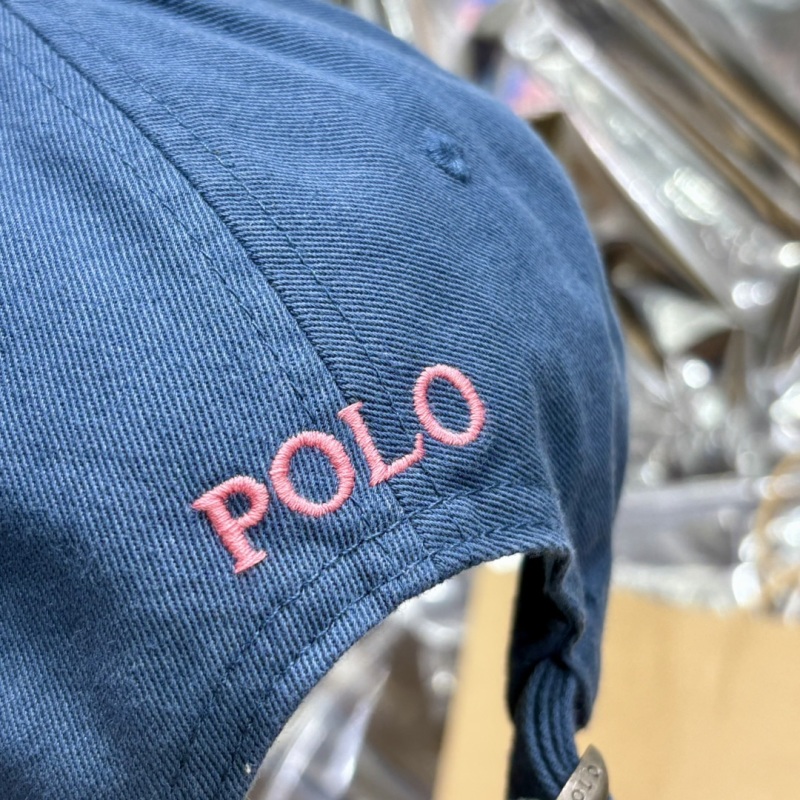 Бейсболка Ralph Lauren темно-синяя с розовой вышивкой