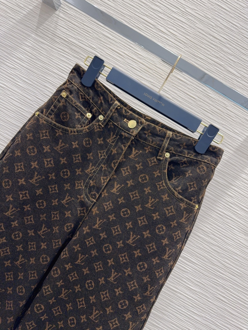 Женские широкие джинсы с принтом монограммы Louis Vuitton