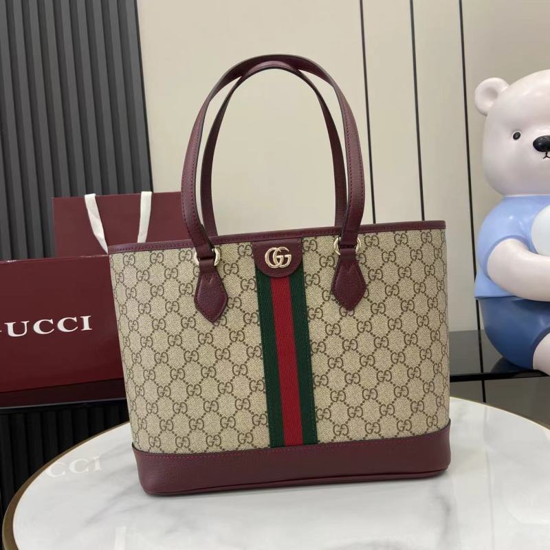 Сумка Gucci с монограммой и кожаной отделкой