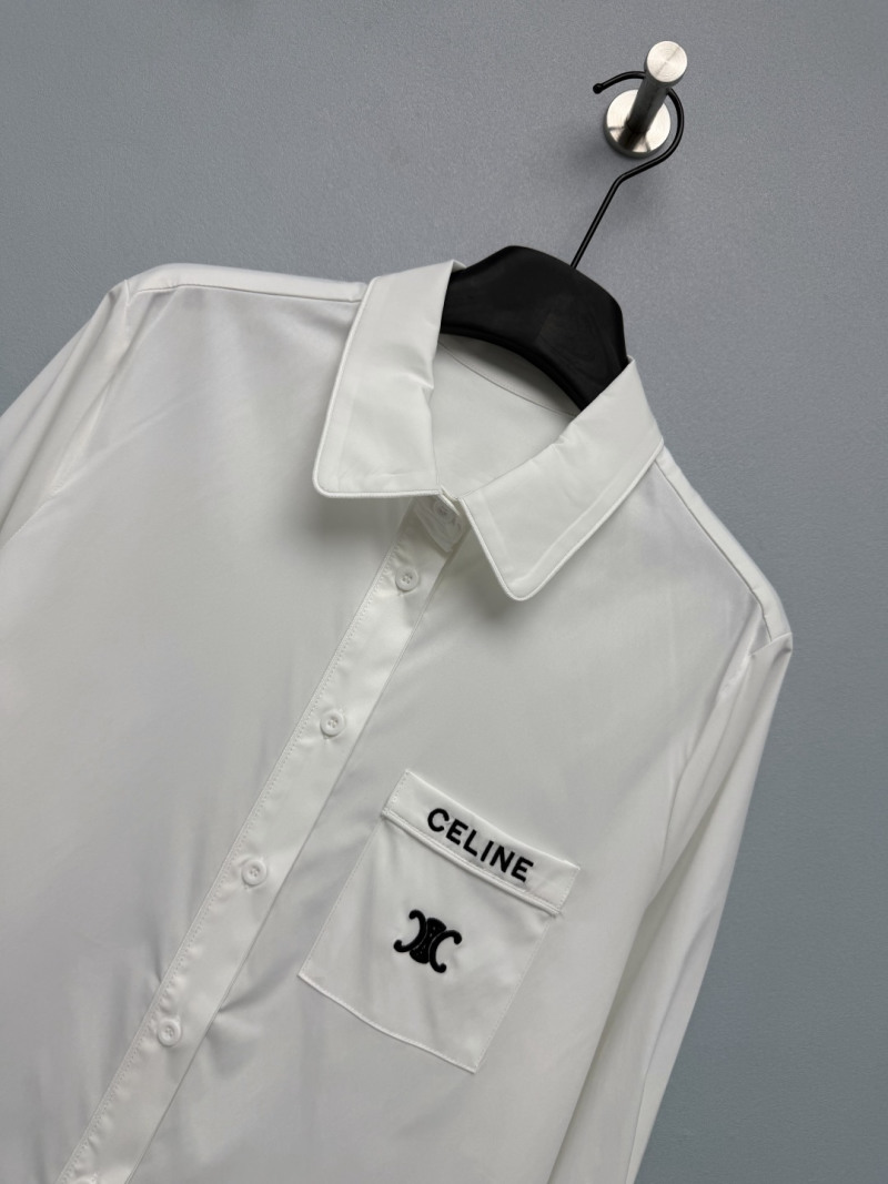 Белая рубашка Celine с логотипом