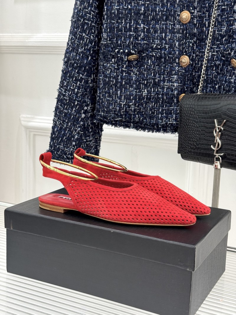 Женские красные балетки с металлическим декором Jil Sander