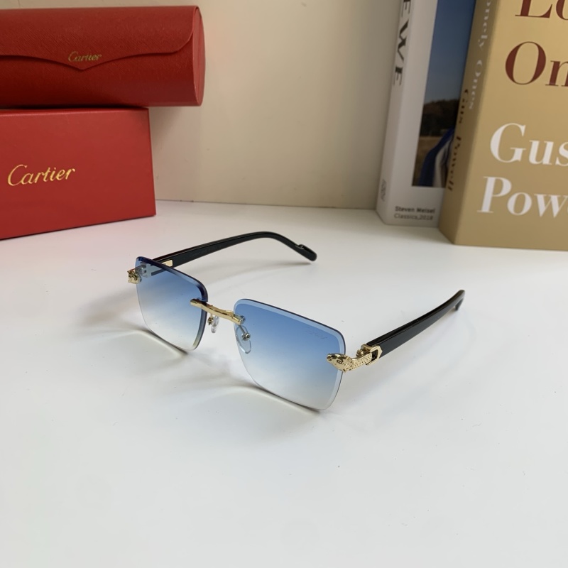 Солнцезащитные очки Cartier квадратной формы с золотистым декором
