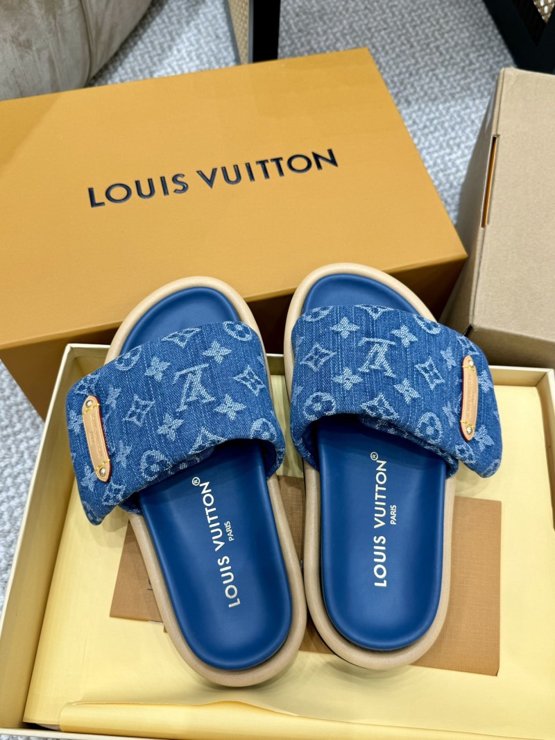 Женские шлепанцы с принтом монограммы и платформой Louis Vuitton