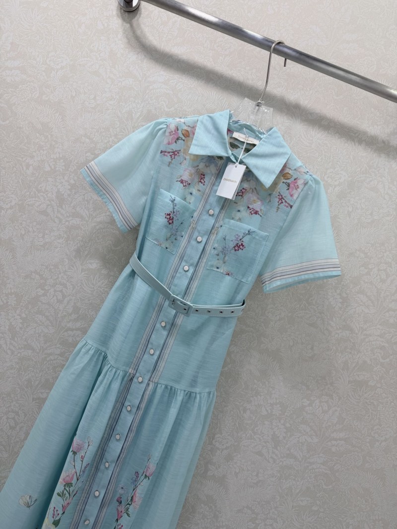 Повседневное платье с короткими рукавами и поясом Zimmermann