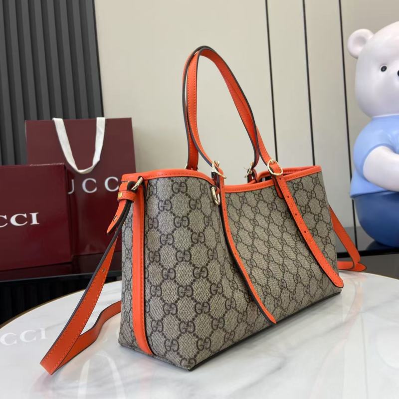 Сумка Gucci с принтом и оранжевыми вставками