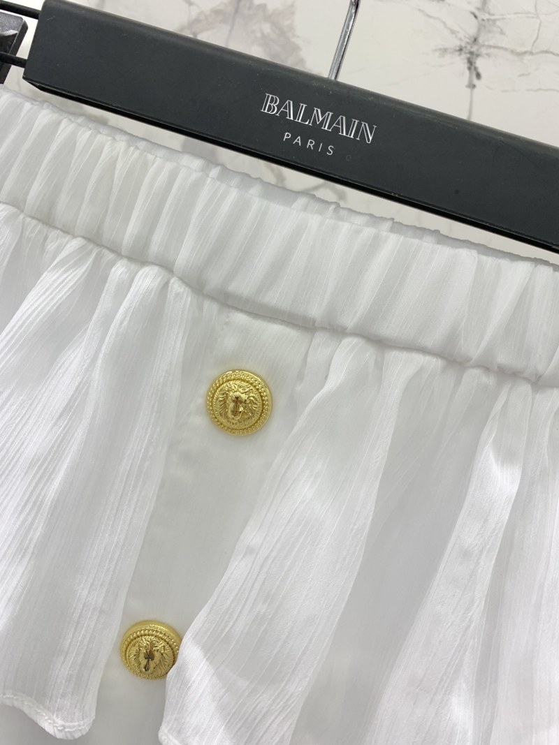 Белая многоярусная юбка Balmain