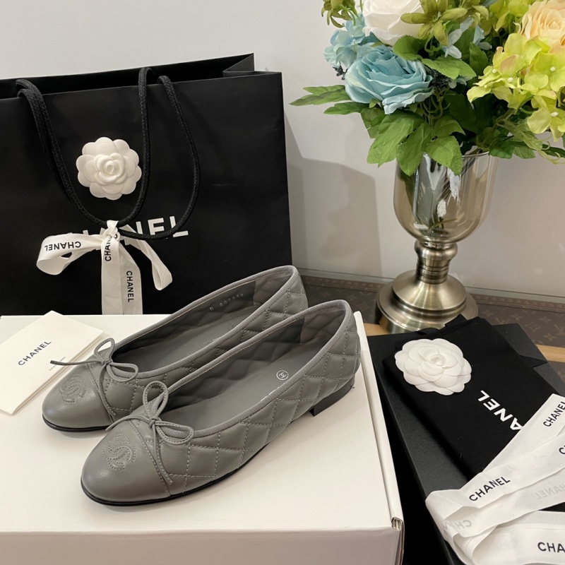Балетки женские классические серые Chanel