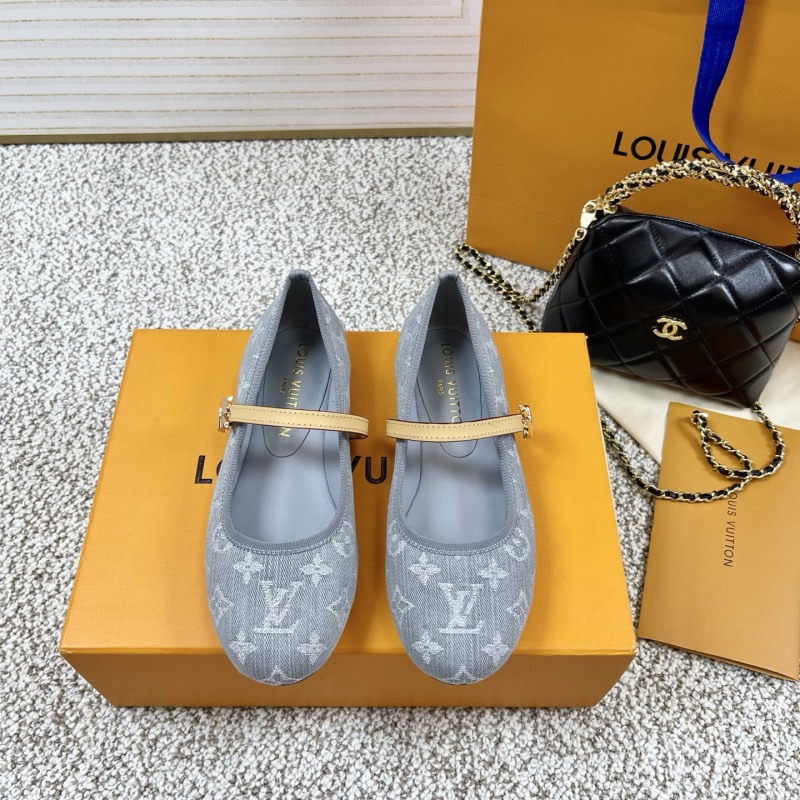 Женские балетки из ткани с принтом и пряжкой Louis Vuitton