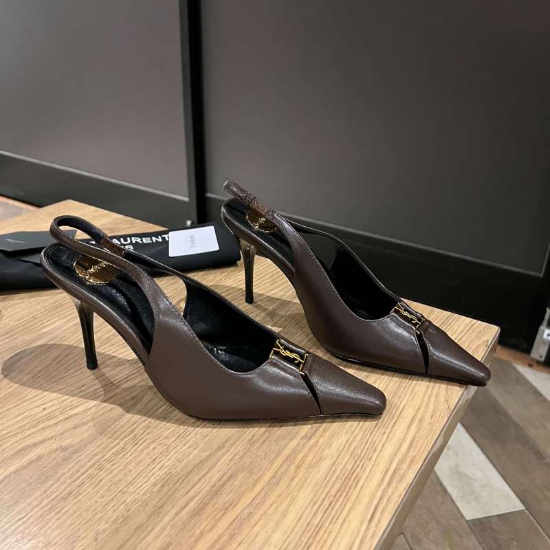 Женские туфли Saint Laurent YSL на высоком каблуке с металлической фурнитурой