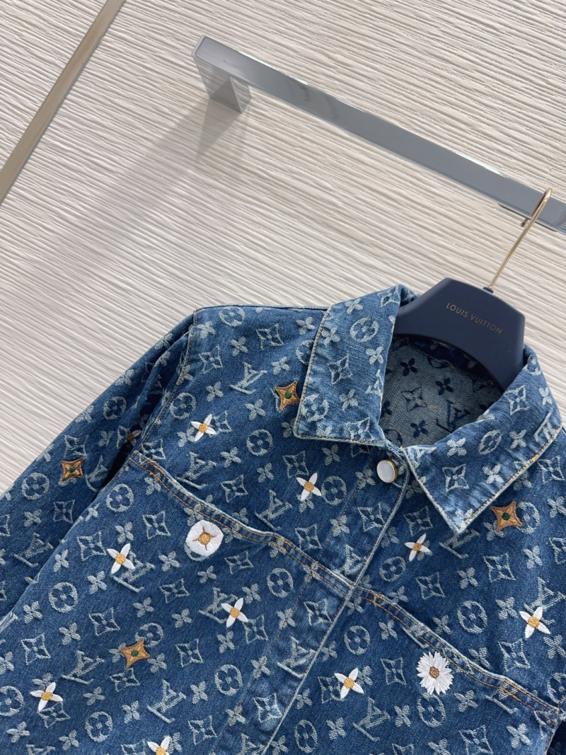Женская джинсовая куртка с цветочным декором Louis Vuitton
