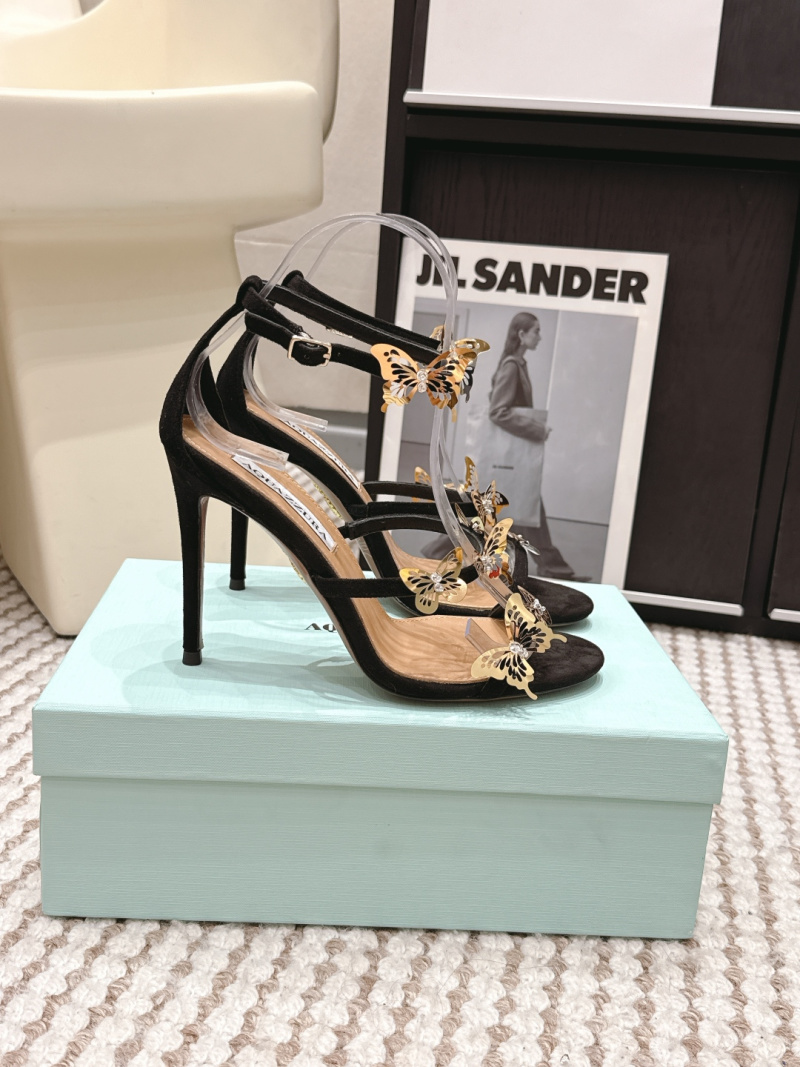 Женские босоножки Aquazzura с золотыми бабочками, чёрные