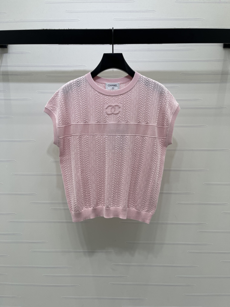 Женская вязаная кофта розового цвета Chanel