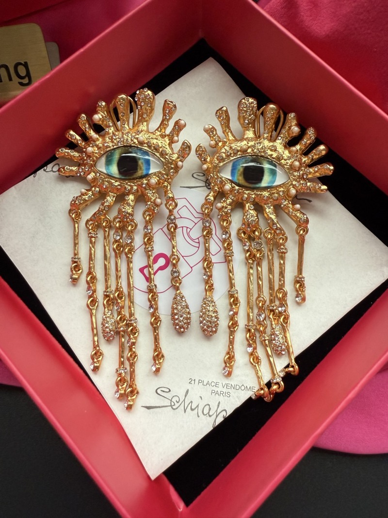 Серьги с глазом и каскадом подвесок Schiaparelli