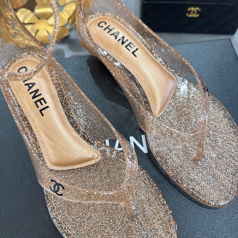 Сандалии женские с блестками на платформе Chanel