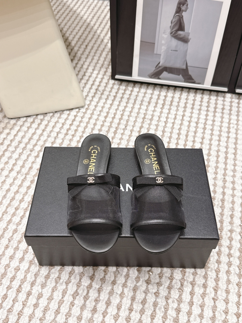 Женские сетчатые мюли с бабочкой и логотипом Chanel
